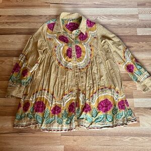 Free People Floral Gold Tunic
